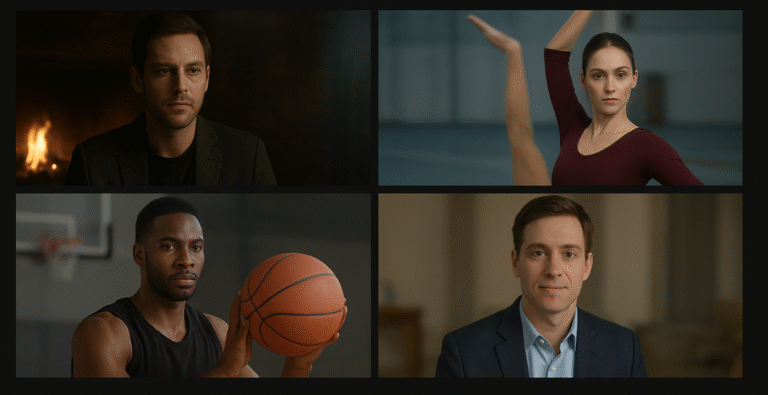 Comparativa visual de los generadores de video con inteligencia artificial VEO 3, Sora 2, WAN 2.5 y Clink 2.5 Pro, mostrando diferencias de iluminación, realismo y estilo en escenas creadas con IA.