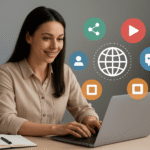 Periodista haciendo una entrevista en un portal uruguayo