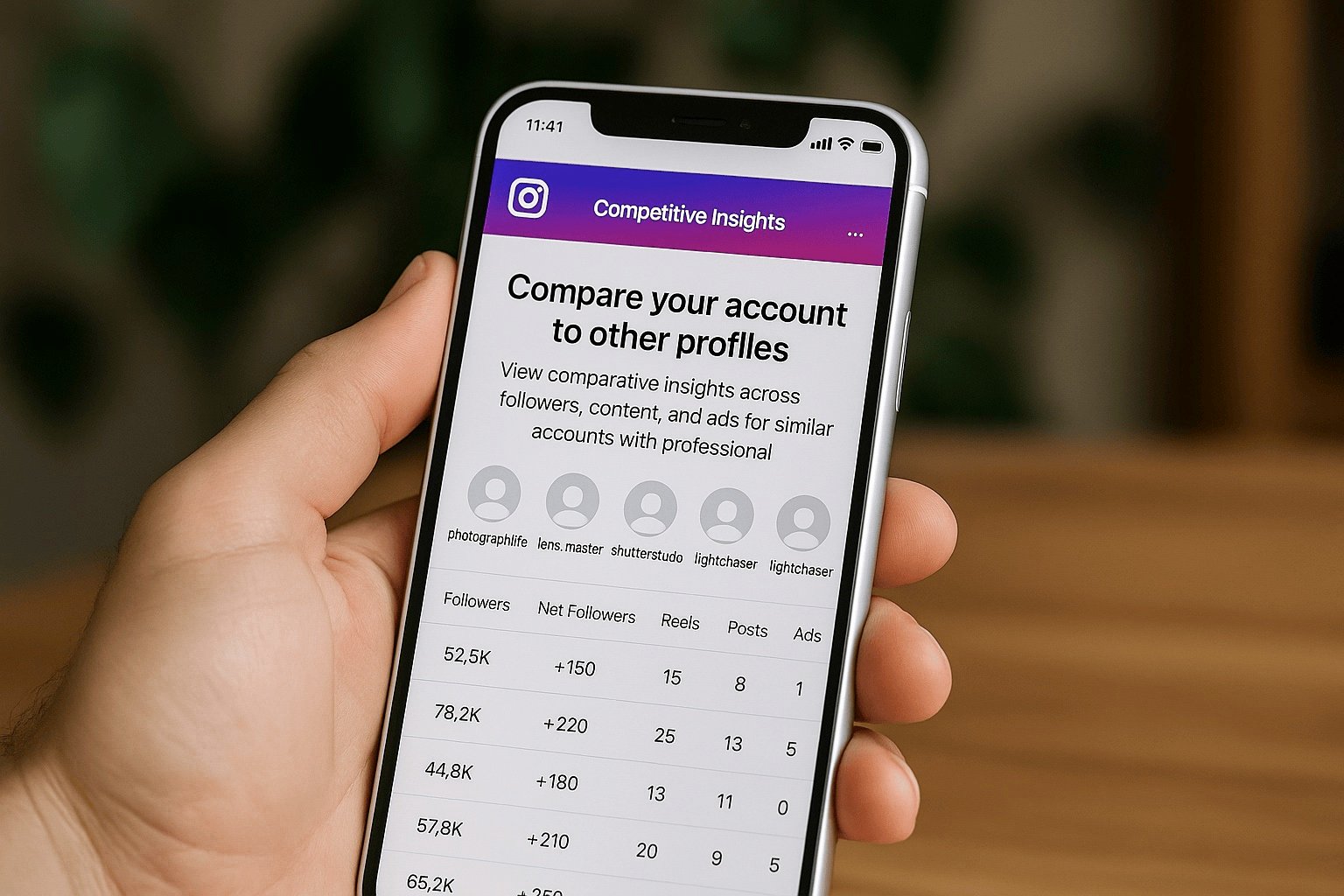 Instagram lanza su nueva herramienta de análisis de la competencia: así funciona y por qué puede ayudarte a crecer 1 celular mostrando la competidores en instagram