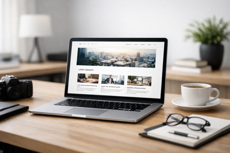 Portal digital profesional en desarrollo en un entorno de trabajo editorial.