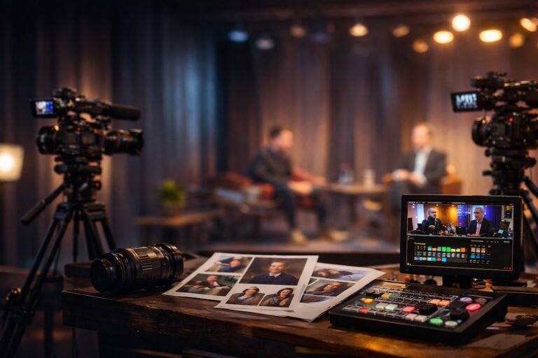 Fotógrafo Profesional Montevideo – Pablo Pena Producciones 1 Estudio de grabación multicámara moderno con cámaras, monitores y equipo audiovisual profesional