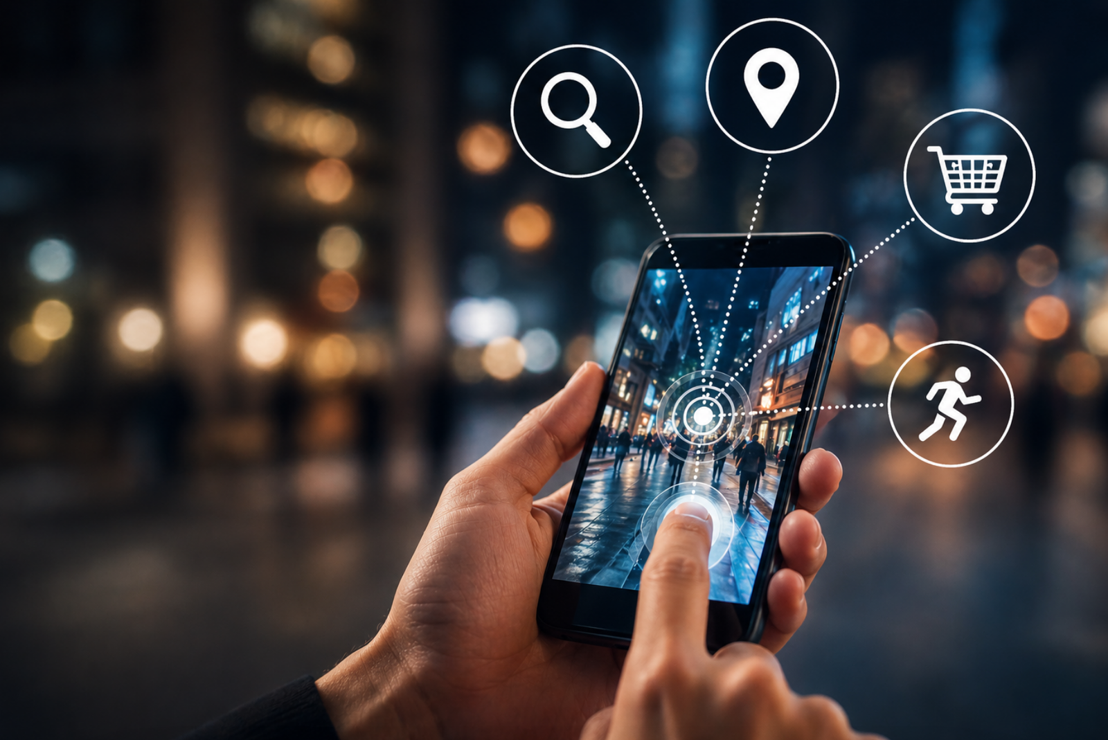 Teléfono móvil con íconos interactivos